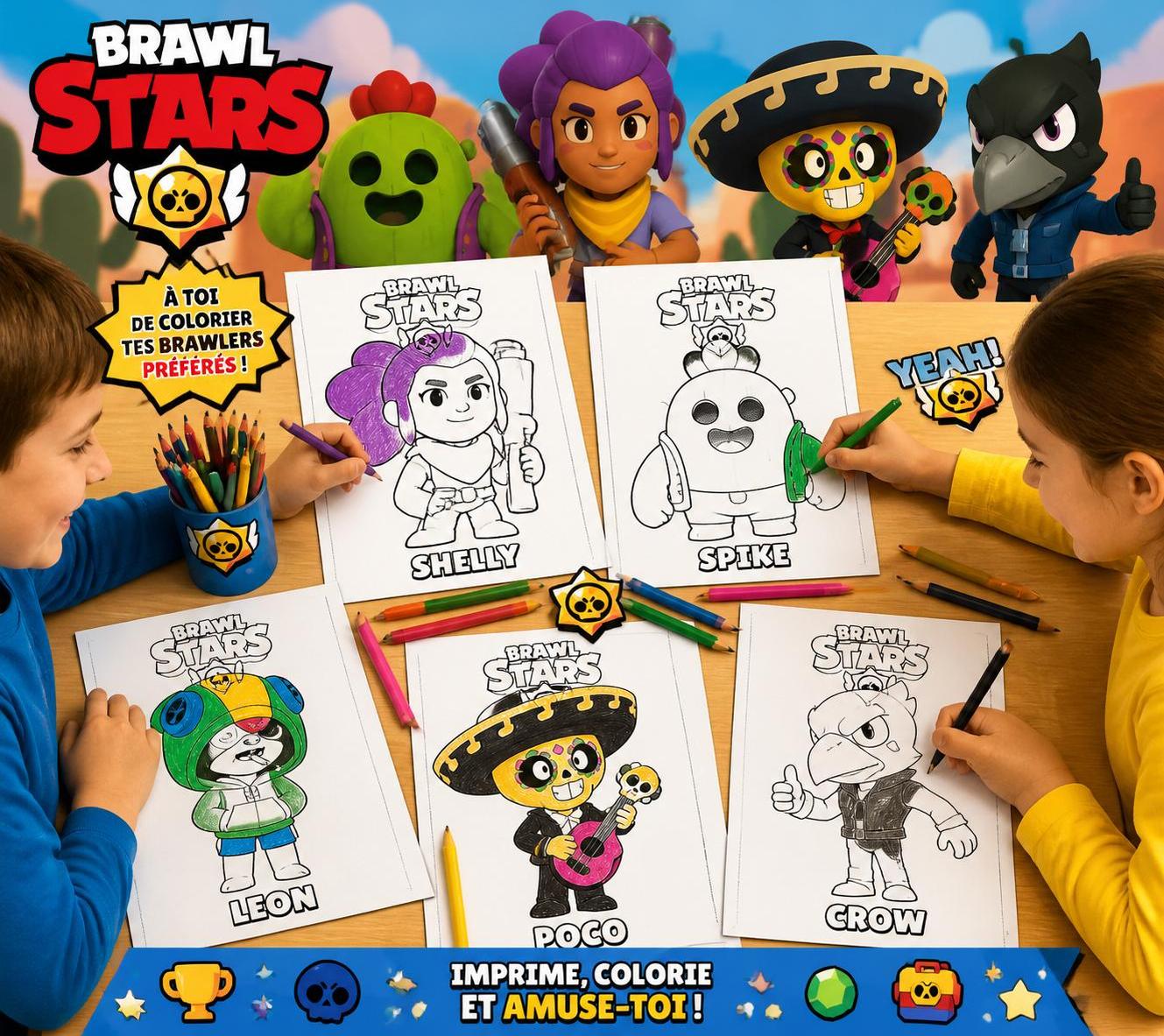 découvrez des dessins à imprimer brawl stars pour tous les fans du jeu. téléchargez et colorez vos personnages préférés pour des heures de fun créatif.