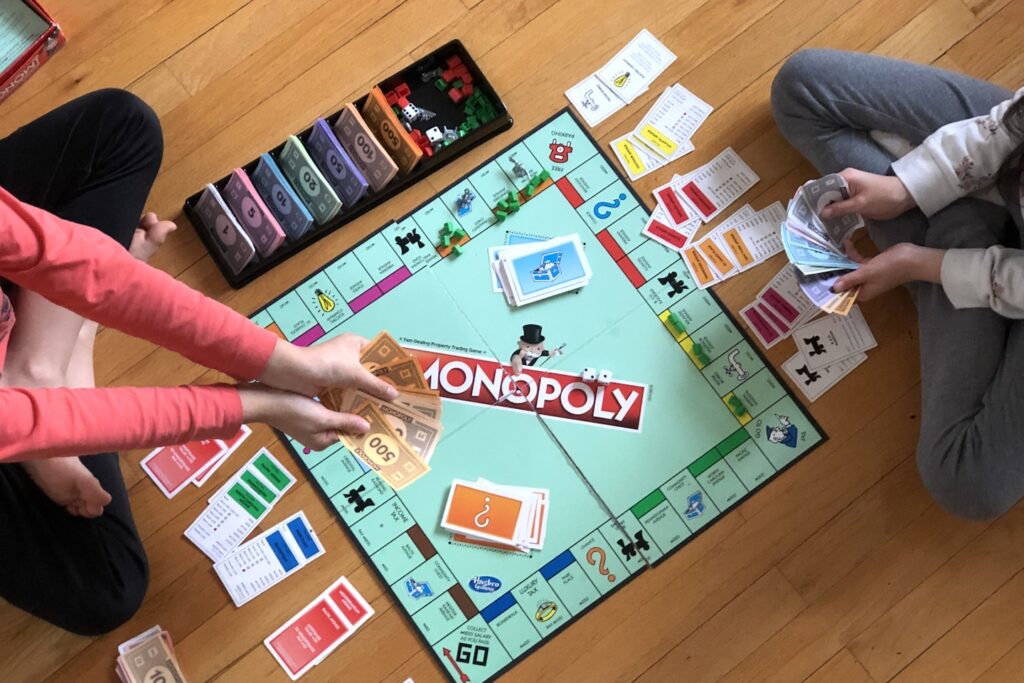 Playing Monopoly board game