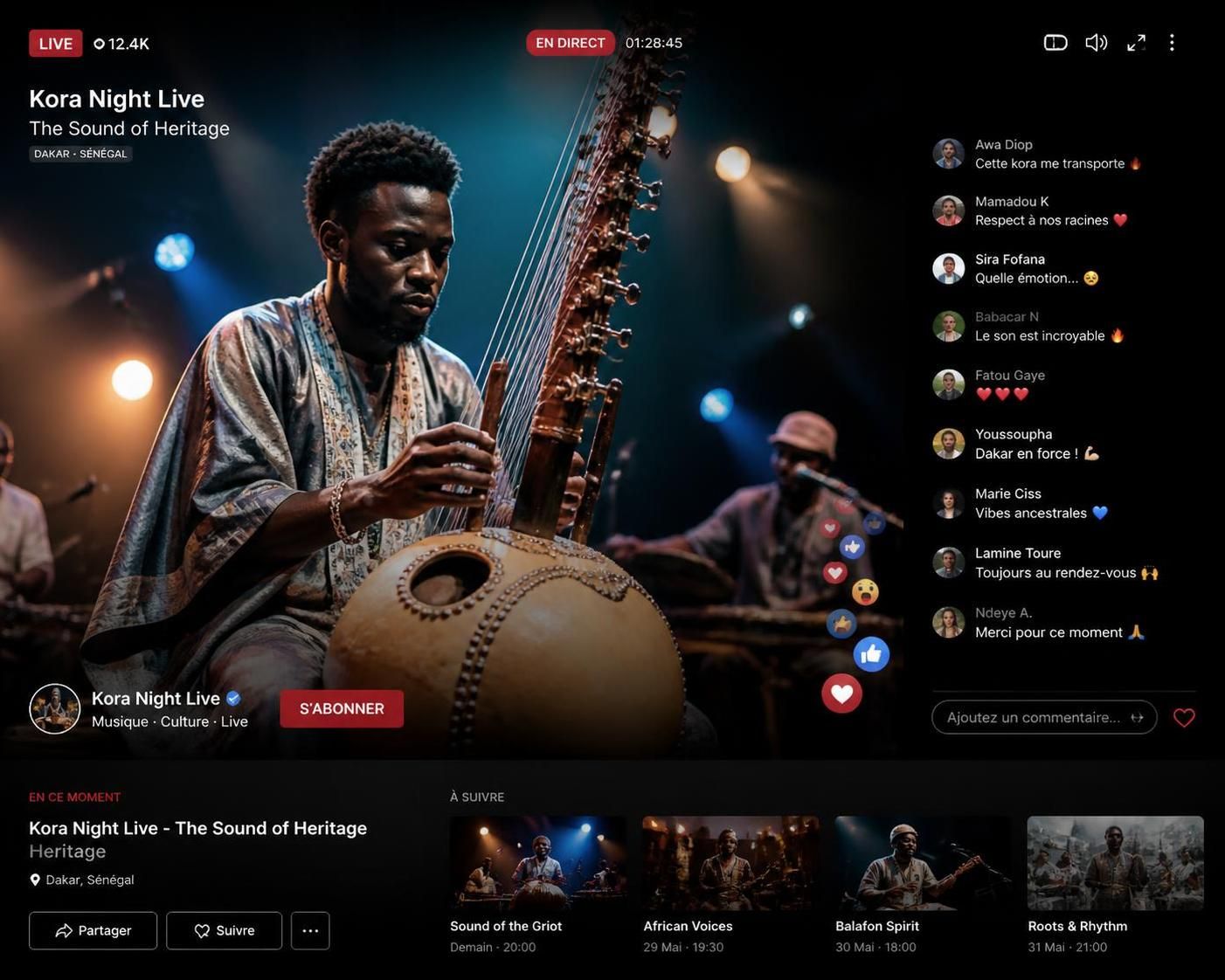 plongez au cœur de kora live et vivez une immersion exclusive dans le concert qui révolutionne la scène audiovisuelle avec une expérience unique et vibrante.