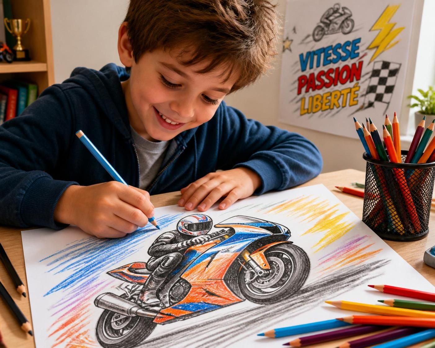 découvrez une collection de dessins de motos à colorier pour stimuler la créativité et l'imagination des enfants avec des images dynamiques et amusantes.