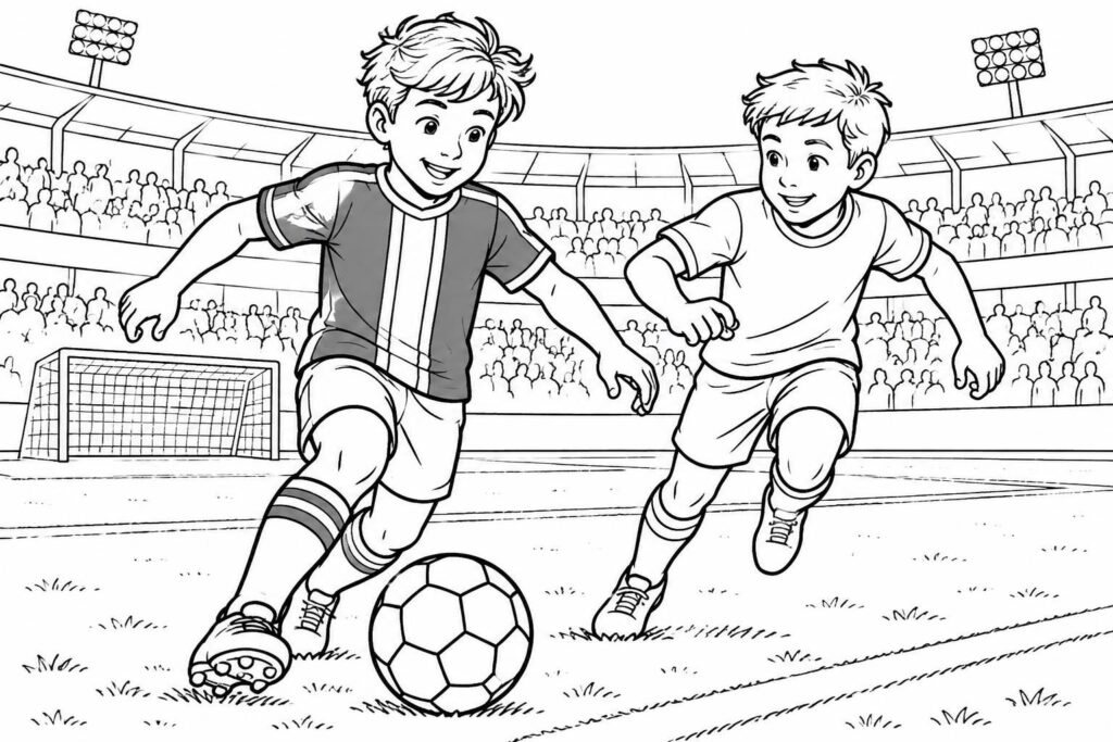 téléchargez des coloriages de foot à imprimer pour enfants : joueurs, ballons et équipes comme le psg à colorier gratuitement.