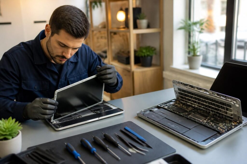 service rapide de réparation macbook air : écran, clavier et batterie réparés près de chez vous pour un retour à neuf garanti.